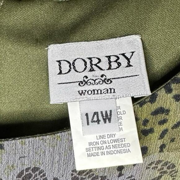 Vintage 90s Miss Dorby Plus Size Sleeveless Green Print Dress Abstract Sz 14W - Picture 3 of 5